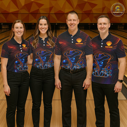 Funny Neon Tornado Pin Bowling Shirt For Men Custom Bowling Team Jersey Polo & 1/4 Zip TDM6148
