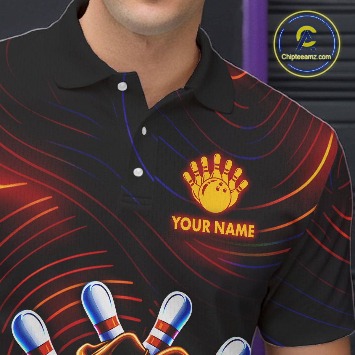 Funny Neon Bowling Jersey For Men Custom Bowling Shirt Polo & Quarter Zip, Bowling Team Outfit TDM6149