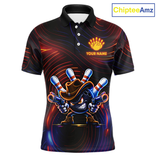 Funny Neon Bowling Jersey For Men Custom Bowling Shirt Polo & Quarter Zip, Bowling Team Outfit TDM6149