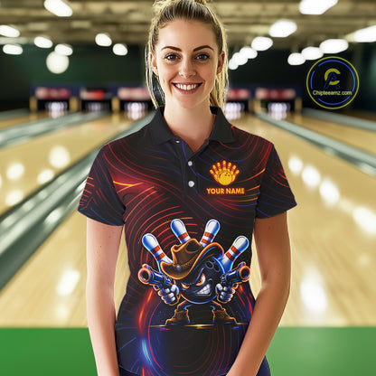 Funny Neon Bowling Jersey For Women Custom Bowling Shirt Polo & Quarter Zip, Bowling Team Outfit TDM6149
