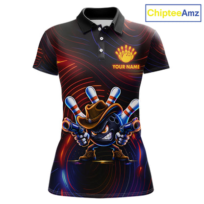 Funny Neon Bowling Jersey For Women Custom Bowling Shirt Polo & Quarter Zip, Bowling Team Outfit TDM6149