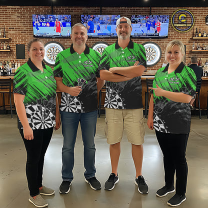 Green Black Grunge Dart Shirts For Women Custom Dart Jersey With Pocket Option TDM6382