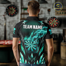 Load image into Gallery viewer, Customized Turquoise Flame Lightning Icy Darts Shirt For Men, Darts Team Jersey Polo &amp; Quarter Zip TDM6579