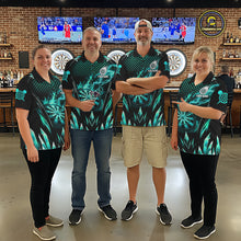 Load image into Gallery viewer, Customized Turquoise Flame Lightning Icy Darts Shirt For Men, Darts Team Jersey Polo &amp; Quarter Zip TDM6579