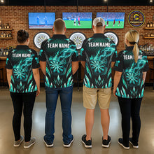 Load image into Gallery viewer, Customized Turquoise Flame Lightning Icy Darts Shirt For Men, Darts Team Jersey Polo &amp; Quarter Zip TDM6579