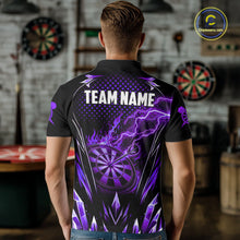 Load image into Gallery viewer, Personalized Purple Flame Lightning Icy Darts Shirt For Men, Darts Team Jersey Polo &amp; Quarter Zip TDM6580