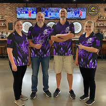 Load image into Gallery viewer, Personalized Purple Flame Lightning Icy Darts Shirt For Men, Darts Team Jersey Polo &amp; Quarter Zip TDM6580