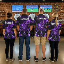 Load image into Gallery viewer, Personalized Purple Flame Lightning Icy Darts Shirt For Men, Darts Team Jersey Polo &amp; Quarter Zip TDM6580
