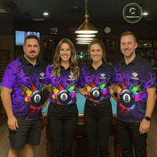 Load image into Gallery viewer, Colorful 8 Ball Pool Billiard Jersey For Women Custom Billiard Team Shirts Polo &amp; Quarter Zip | Purple TDM6584