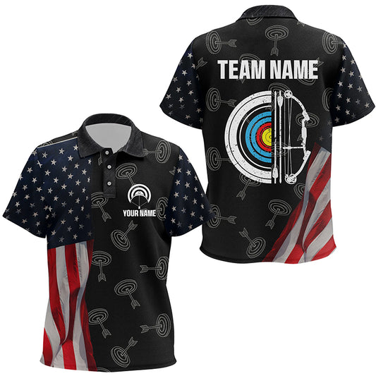 Personalized Retro US Flag Archery Shirts For Kid Custom Patriotic Archery Jersey For Archer TDM2078