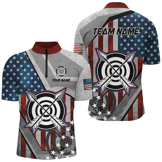 Personalized USA Flag Archery Shirts For Men Custom Patriotic Archery Jerseys For Team Archers TDM2081