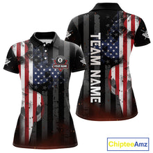 Load image into Gallery viewer, Personalized American Flag 8 Ball Billiard Shirt For Women, Patriotic Pool Team Jersey Polo, 1/4 Zip TDM4844