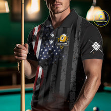 Load image into Gallery viewer, Personalized Vintage Smoke US Flag Billiard Shirts For Men, 9 Ball Pool Patriotic Billiard Jersey TDM4845