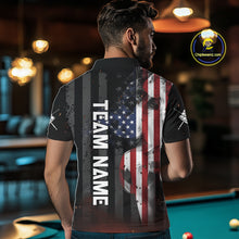 Load image into Gallery viewer, Personalized Vintage Smoke US Flag Billiard Shirts For Men, 9 Ball Pool Patriotic Billiard Jersey TDM4845
