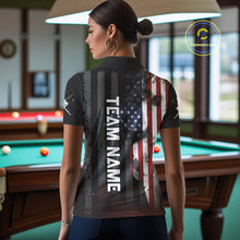 Load image into Gallery viewer, Personalized Vintage Smoke US Flag Billiard Shirts For Women, 9 Ball Pool Patriotic Billiard Jersey TDM4845