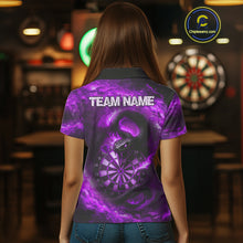 Load image into Gallery viewer, Personalized Fire Flame Snake Purple Darts Shirt For For Women Custom Darts Jersey Polo &amp; 1/4 Zip TDM4850