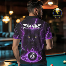 Load image into Gallery viewer, Purple 8 Ball Thunder Lightning Cat Billiard Shirt For Men Custom Pool Team Jersey Polo &amp; 1/4 Zip TDM5066