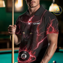 Load image into Gallery viewer, Red 8 Ball Thunder Lightning Cat Billiard Shirt For Men Custom Pool Team Jersey Polo &amp; 1/4 Zip TDM5067