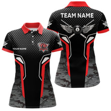 Load image into Gallery viewer, Black And Red 8 Ball Pool Wings Custom Camo Billiard Shirts For Women, 8 Ball Billiard Team Jerseys TDM3483