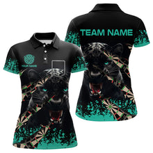 Load image into Gallery viewer, Teal Grunge Panther Dart Shirt With Pocket Option For Women Custom Dart Jersey TDM3620