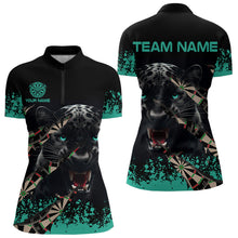 Load image into Gallery viewer, Teal Grunge Panther Dart Shirt With Pocket Option For Women Custom Dart Jersey TDM3620
