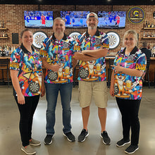 Load image into Gallery viewer, Funny Cat Colorful Graffiti Darts Shirt For Women Custom Darts Team Jersey Polo &amp; 1/4 Zip TDM6393