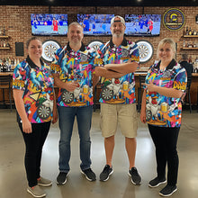 Load image into Gallery viewer, Funny Rooster Colorful Graffiti Darts Shirt For Men Custom Darts Team Jersey Polo &amp; 1/4 Zip TDM6395