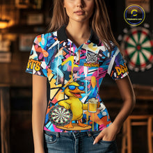 Load image into Gallery viewer, Funny Duck Colorful Graffiti Darts Shirt For Women Custom Darts Team Jersey Polo &amp; 1/4 Zip TDM6396