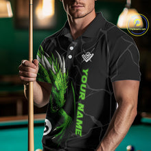 Load image into Gallery viewer, Custom Men&#39;s Dragon Billiard Shirt – Black And Green 8 Ball Pool Team Jersey Polo &amp; Quarter Zip TDM4063