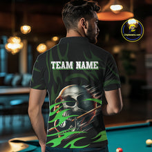 Load image into Gallery viewer, Green Funny Skull 8 Ball Pool Shirt For Men Custom Billiard Team Jersey Polo &amp; 1/4 Zip TDM4425