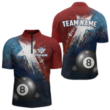 Load image into Gallery viewer, Personalized Grunge Texas Flag 8 Ball Billiard Pool Shirt For Men, Patriotic Texas Billiard Jerseys TDM3631