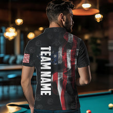 Load image into Gallery viewer, Personalized Vintage Smoke US Flag Billiard Shirts For Men, 9 Ball Pool Patriotic Billiard Jerseys TDM3633