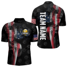 Load image into Gallery viewer, Personalized Vintage Smoke US Flag Billiard Shirts For Men, 9 Ball Pool Patriotic Billiard Jerseys TDM3633