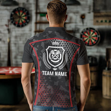 Load image into Gallery viewer, Black And Red Camo Dart Shirt With Pocket Option For Men Custom Darts Jersey TDM3787