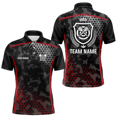 Black And Red Camo Dart Shirt With Pocket Option For Men Custom Darts Jersey TDM3787