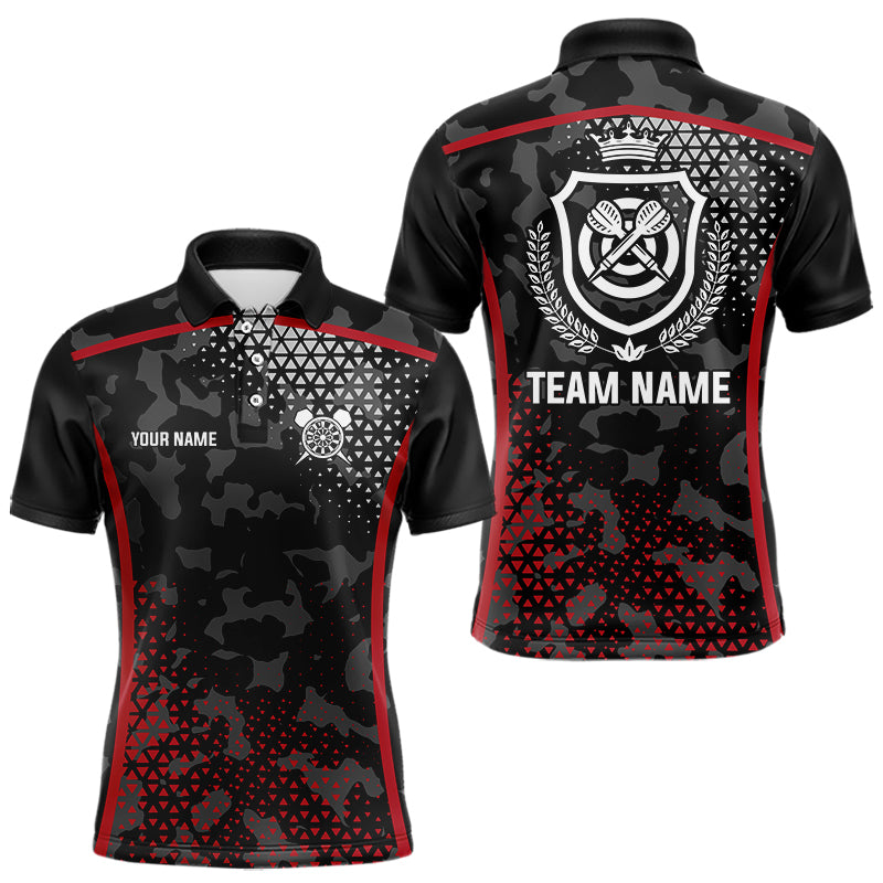 Black And Red Camo Dart Shirt With Pocket Option For Men Custom Darts Jersey TDM3787