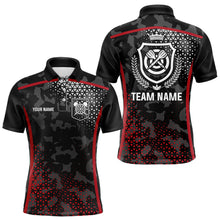 Load image into Gallery viewer, Black And Red Camo Dart Shirt With Pocket Option For Men Custom Darts Jersey TDM3787