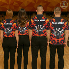 Load image into Gallery viewer, Personalized Orange Funny Flame Bowling Shirt For Men, Fire Bowling Team Jersey Polo &amp; 1/4 Zip TDM6163