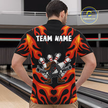 Load image into Gallery viewer, Personalized Orange Funny Flame Bowling Shirt For Men, Fire Bowling Team Jersey Polo &amp; 1/4 Zip TDM6163