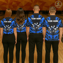 Load image into Gallery viewer, Personalized Blue Funny Flame Bowling Shirt For Women, Fire Bowling Team Jersey Polo &amp; 1/4 Zip TDM6164