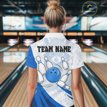 Load image into Gallery viewer, Custom Blue Funny Raccoon Bowling Jersey For Women Custom Bowling Shirts Team Polo &amp; Quarter Zip TDM6593