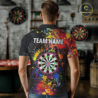Grunge Colorful Paint Men Dart Shirts With Pocket Custom Darts Team Jersey TDM1894