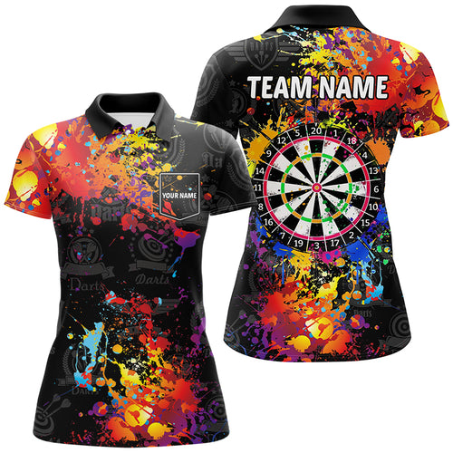 Grunge Colorful Paint Women Dart Shirts With Pocket Custom Darts Team Jersey TDM1894