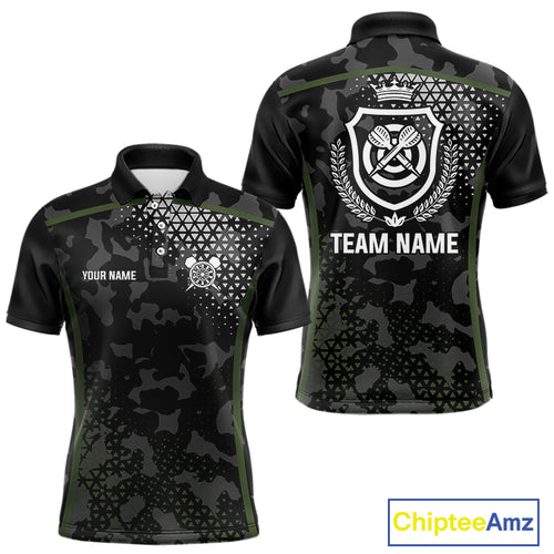 Black & Military Camo Darts Shirt For Men Custom Dart Jersey Pocket Option TDM4652
