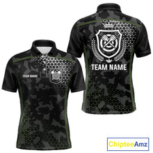 Load image into Gallery viewer, Black &amp; Military Camo Darts Shirt For Men Custom Dart Jersey Pocket Option TDM4652