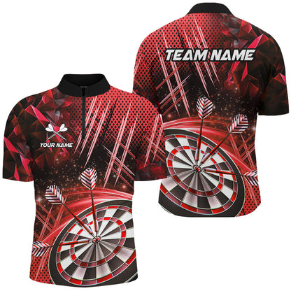 Personalized 3D Glitter Men Darts Shirts Custom Team Name Dart League Shirts Dart Jerseys |Red TDM2582