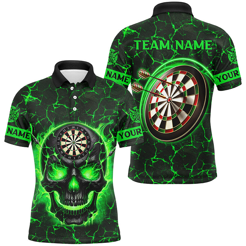 Personalized Fire Flame Skull Magma Pattern Men Darts Shirts, Dart League Shirts Team Jerseys |Blue TDM2586