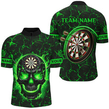 Load image into Gallery viewer, Personalized Fire Flame Skull Magma Pattern Men Darts Shirts, Dart League Shirts Team Jerseys |Blue TDM2586