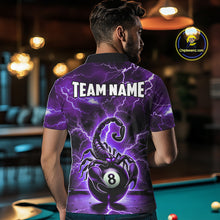 Load image into Gallery viewer, Purple Thunder Lightning Scorpion 8 Ball Pool Polo &amp; 1/4 Zip For Men Custom Billiard Team Jersey TDM4862