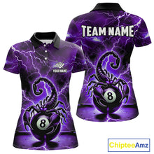 Load image into Gallery viewer, Purple Thunder Lightning Scorpion 8 Ball Pool Polo &amp; 1/4 Zip For Women Custom Billiard Team Jersey TDM4862